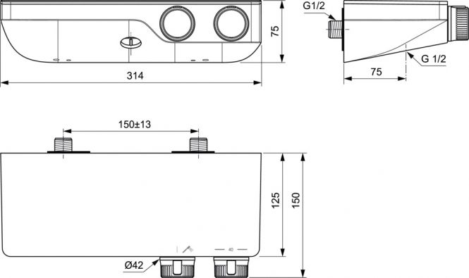 Termostatinis dušo maišytuvas Ideal Standard Ceratherm S200, chromo/balta, A7329AA