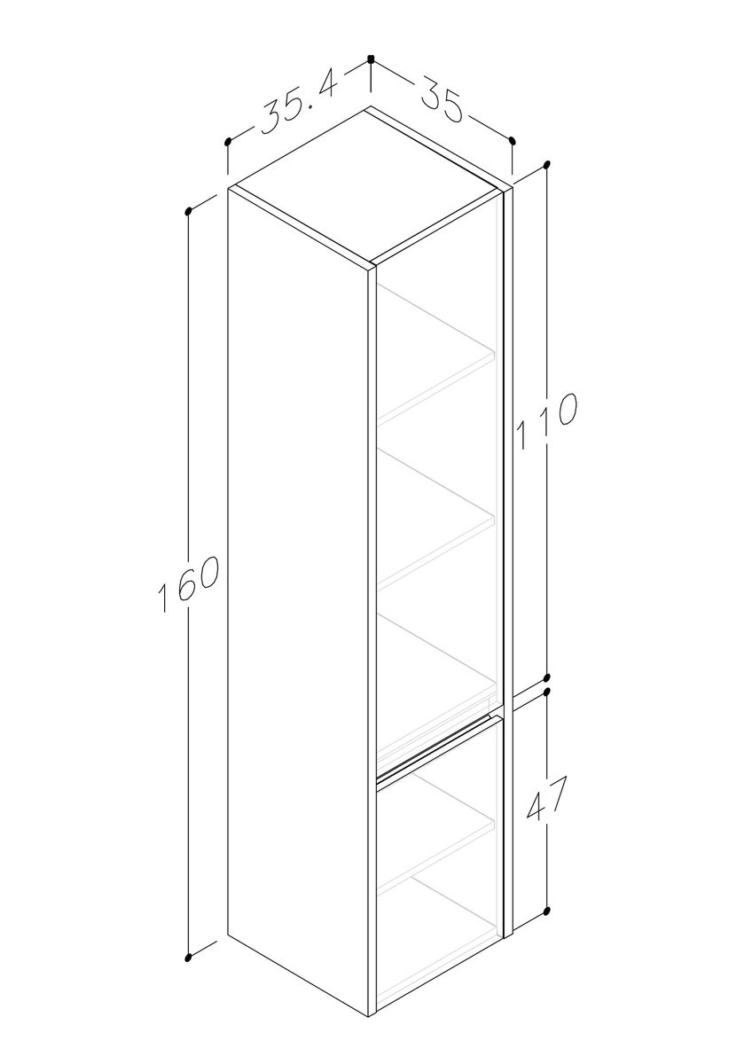 Ukinė spintelė, pilkas ąžuolas, 35 cm, TU/35-2/10P1