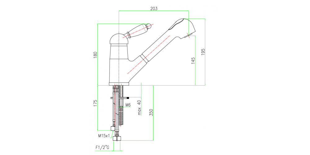 Maišytuvas plautuvei Fiore IMPERIAL BLACK, aukso spalvos, 89OO4010