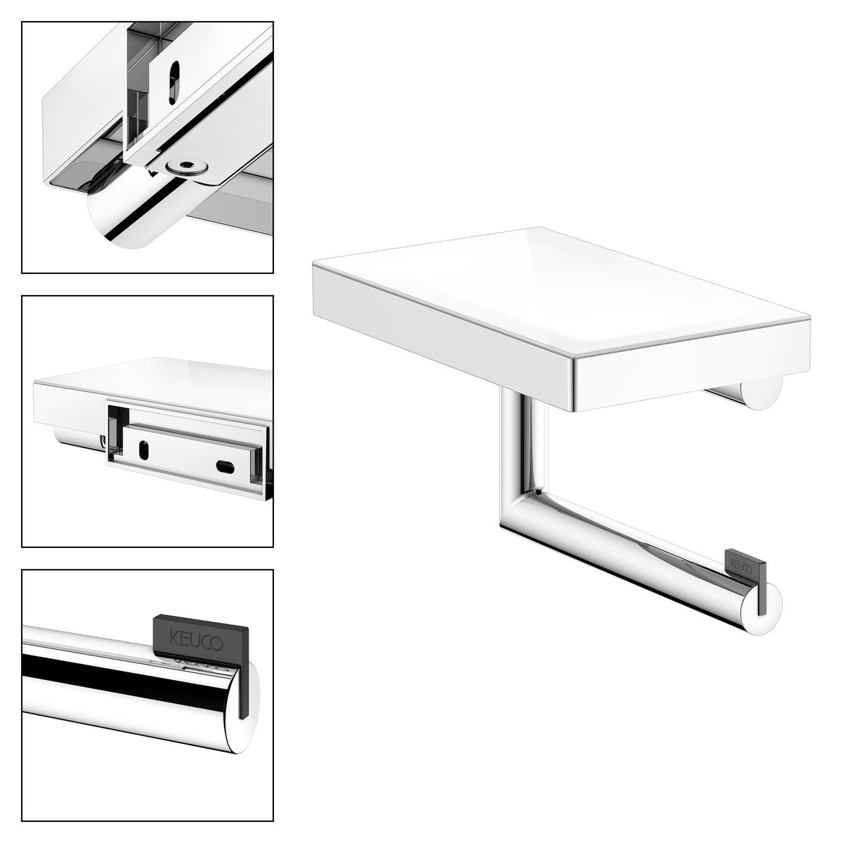WC popieriaus laikiklis KEUCO REVA, chromas 12873019000 WC popieriaus laikiklis KEUCO REVA, chromas 12873019000