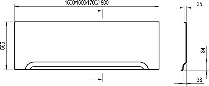 Universali priekinė apdailos plokštė vonioms Ravak, 170 cm, balta, CZ001V0A00