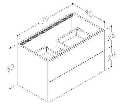 Apatinė spintelė Kame Gama, balta blizgi 80 cm BUC/8-3DR/D1