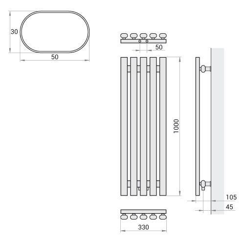 Rankšluosčių džiovintuvas Regnis Lazur 33x100 cm, baltas Rankšluosčių džiovintuvas Regnis Lazur 33x100 cm, baltas