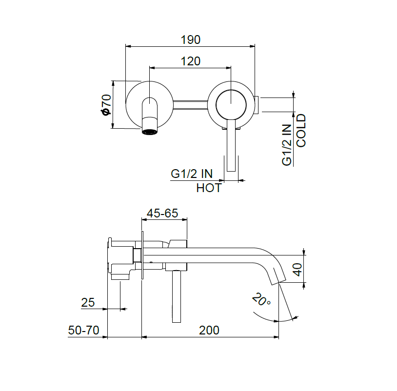 Maišytuvas praustuvui iš sienos Fiore Primavera, Terra di Siena spalvos, 444TS9523