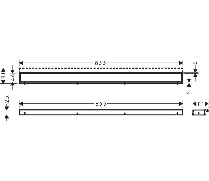 Dušo latako grotelės Hansgrohe RainDrain Match 90 cm, juoda matinė, 56040670