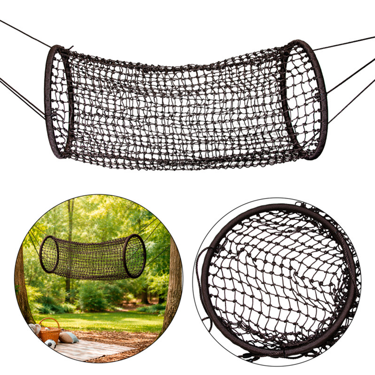 Pakabinamas virvinis tunelis, juodas, 210x90x90 cm Pakabinamas virvinis tunelis, juodas, 210x90x90 cm