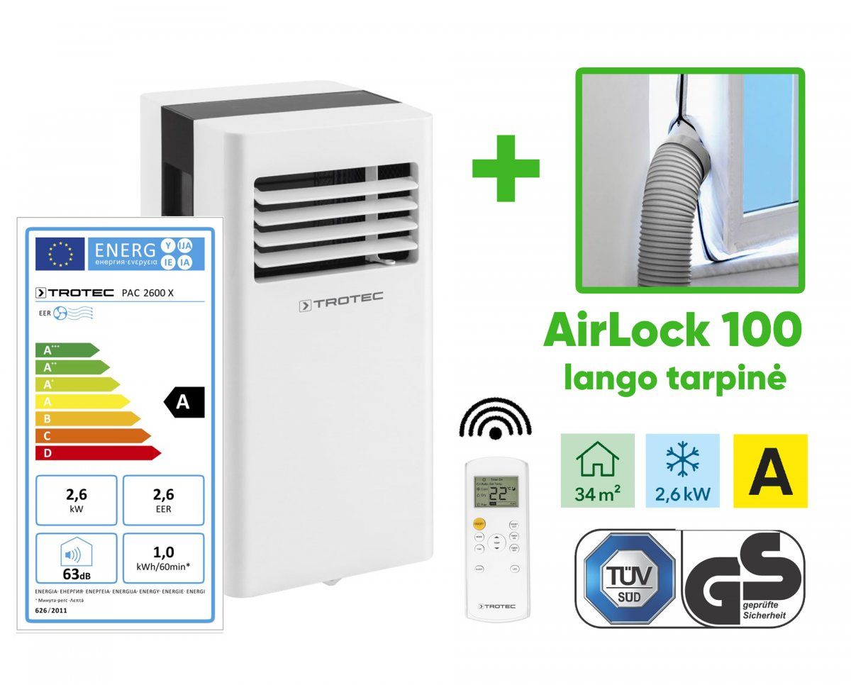 Mobilus oro kondicionierius Trotec PAC 2600 X ir lango tarpinė Trotec Airlock 100 25-00495