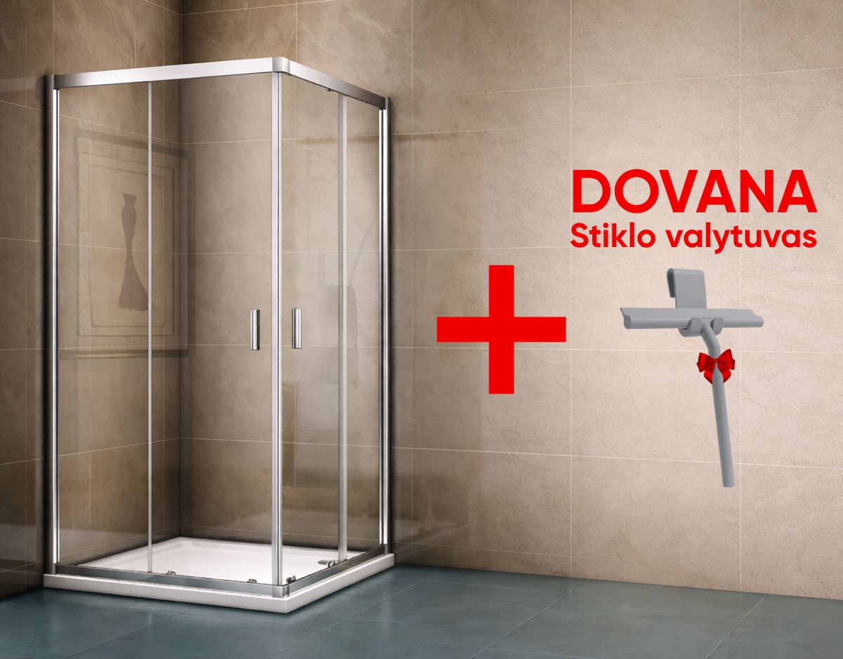 Keturkampė dušo kabina RIHO Hamar 2.0 R207 90x90x200 cm, chromo profilis / skaidrus stiklas, G007005120+dovana