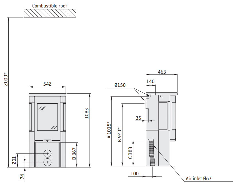 Krosnelė Contura 556T Style pilka sp., su muilo akmeniu (komplektas: 298081, 803376)