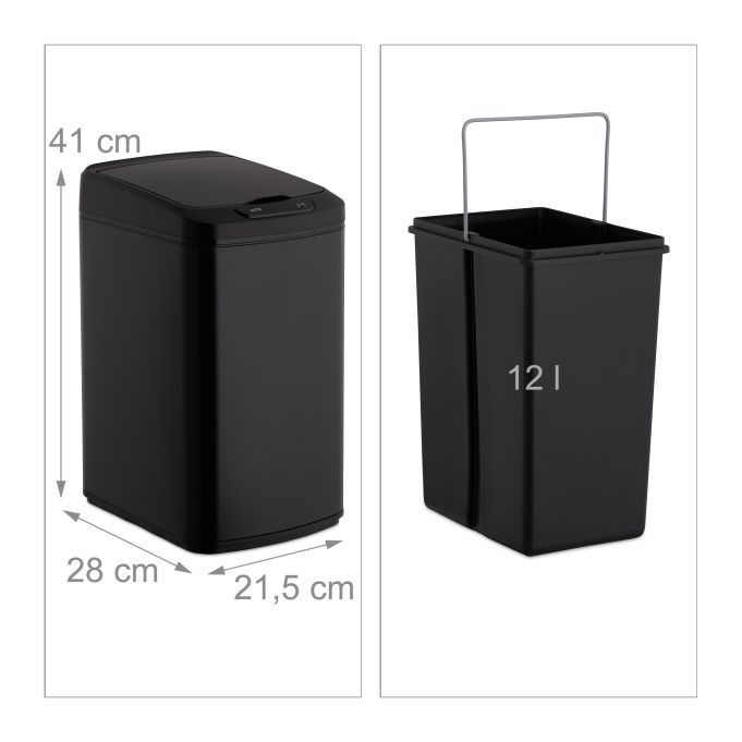 Sensorinė šiukšliadėžė 12L, juoda
