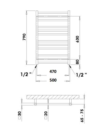 Rankšluosčių džiovintuvas PMH Avento 50x79 cm, antracito, AV1A Rankšluosčių džiovintuvas PMH Avento 50x79 cm, antracito, AV1A
