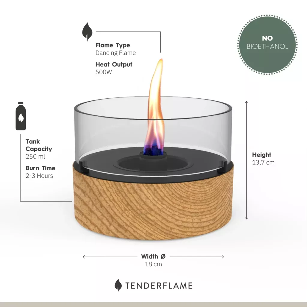 Tenderflame CAFE 18 OAK natūralios sp. stalo židinys