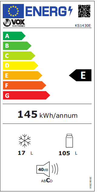 Šaldytuvas VOX KS1430E