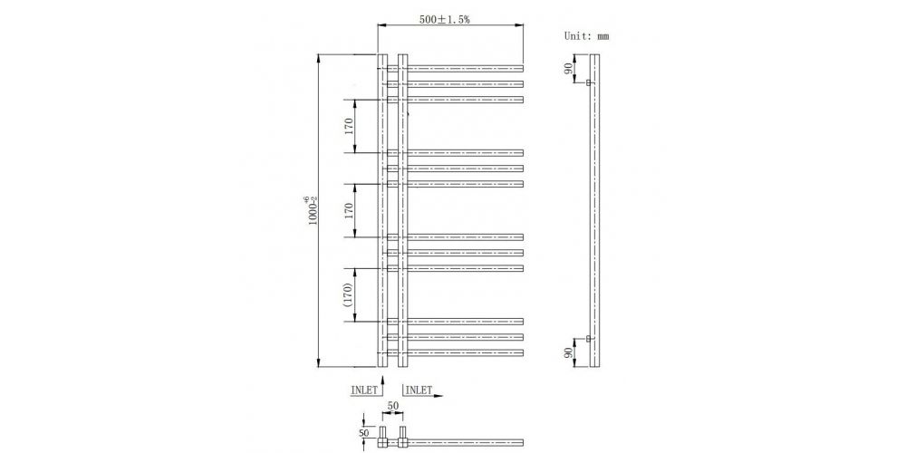 Elektrinis rankšluosčių džiovintuvas Wobbee Flint 50x100 cm, dešininis, juodas Elektrinis rankšluosčių džiovintuvas Wobbee Flint 50x100 cm, dešininis, juodas