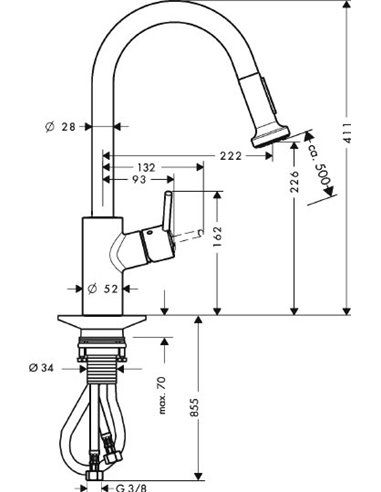 Maišytuvas plautuvei Hansgrohe TALIS S2 M52, chromas 14877000