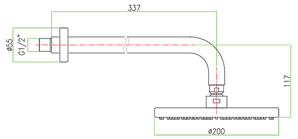 Dušo galva Fiore Ø200 mm su laikikliu iš sienos