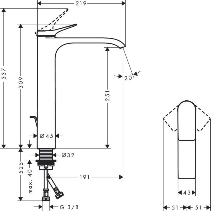 Maišytuvas praustuvui Hansgrohe Vivenis 250 matinis baltas 75040700