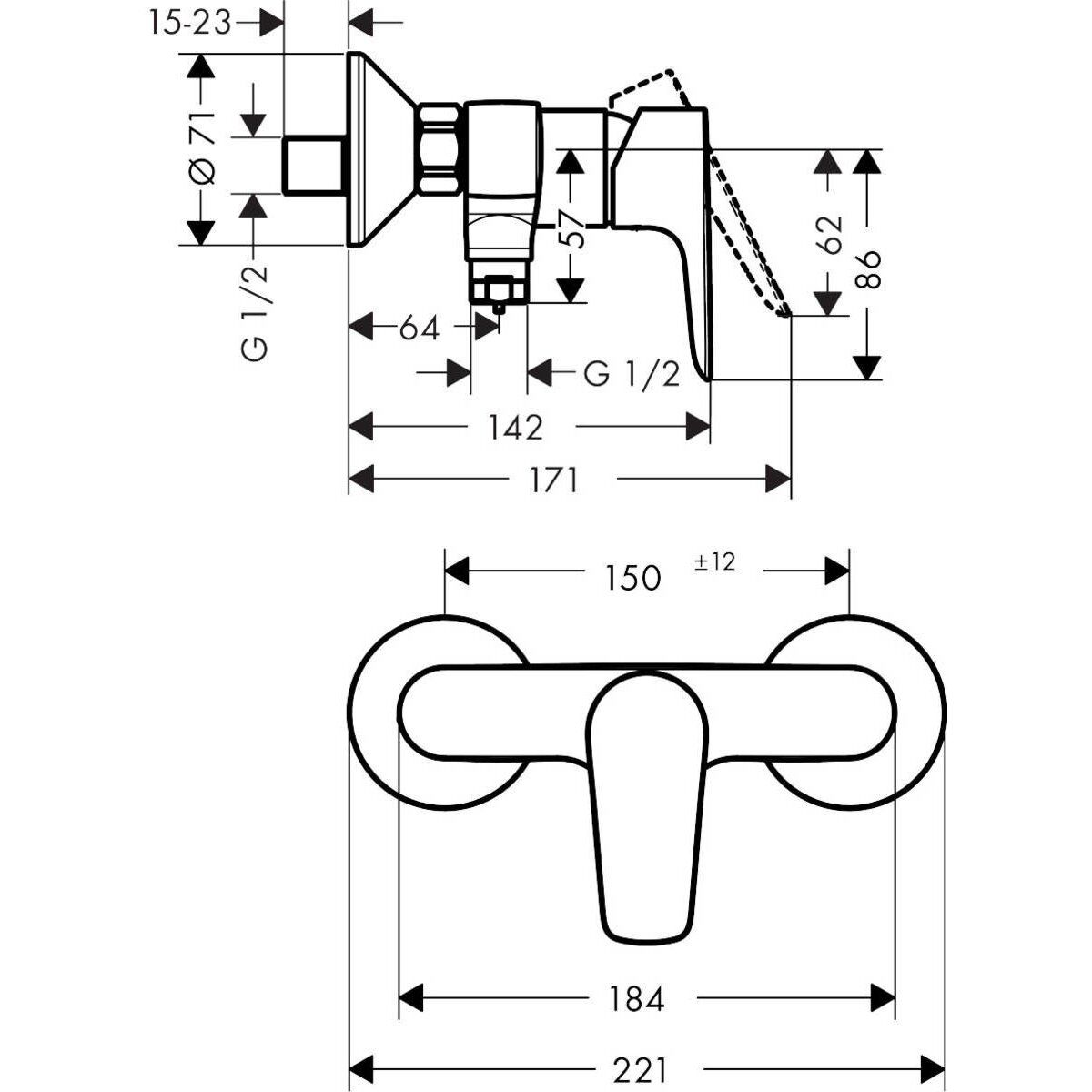 Dušo maišytuvas Hansgrohe Talis E, juodas matinis 71760670