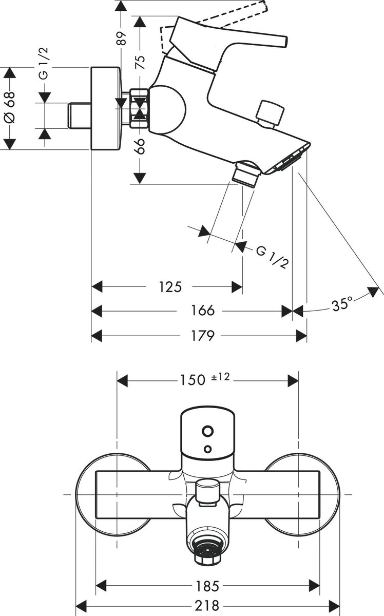 Vonios maišytuvas Hansgrohe Talis S, chromo, 72400000