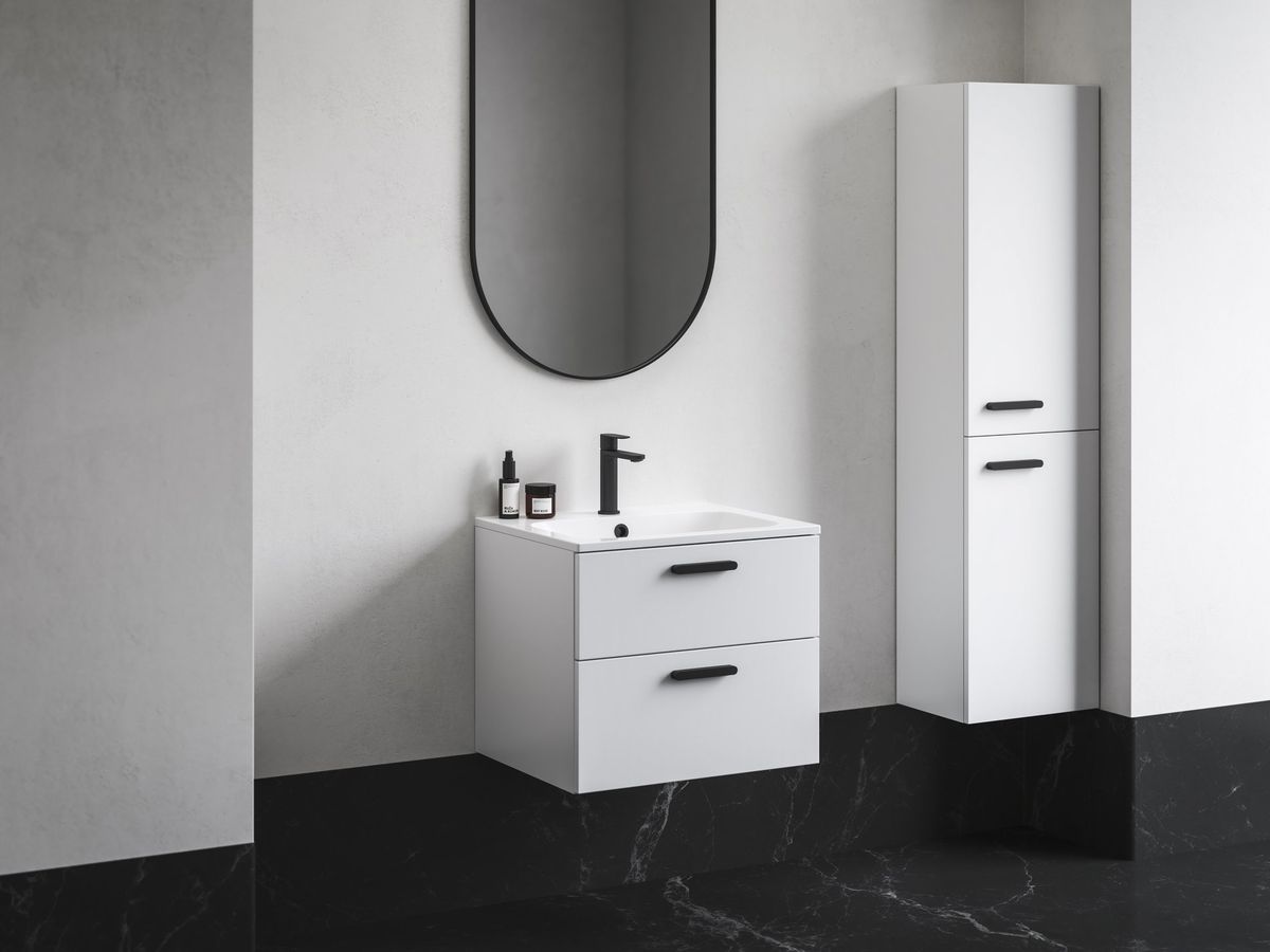 Aukšta spintelė Ravak SB Chrome II 39 D, balta, rankenėlė 152 mm, juoda X000001749