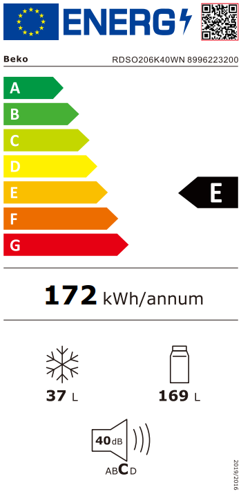 Šaldytuvas BEKO RDSO206K40WN