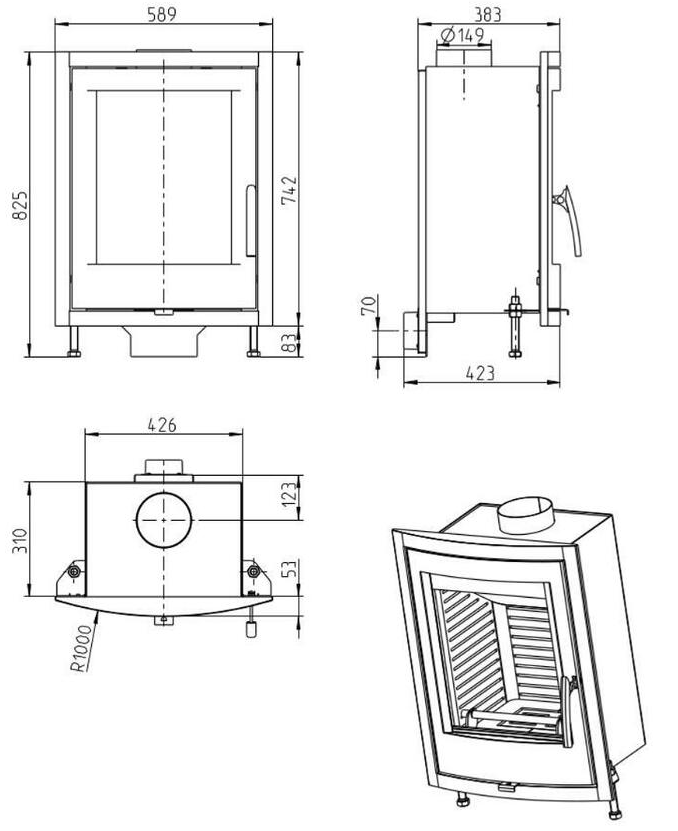 Židinio įdėklas Thorma Valencia, 8kW, malkinis