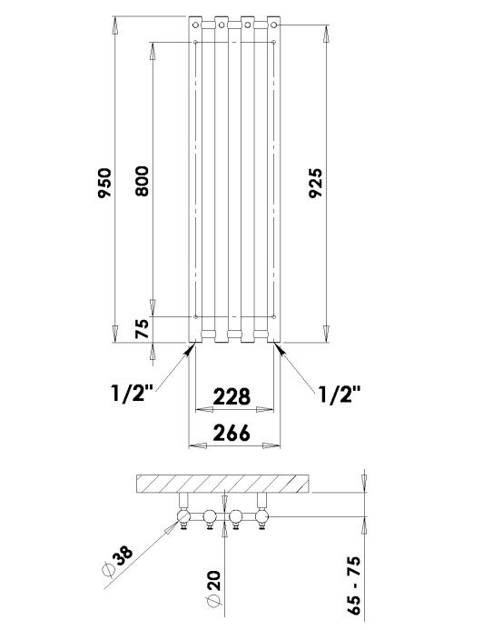 Rankšluosčių džiovintuvas PMH Rosendal 26,6x95 cm, baltas, R1W Rankšluosčių džiovintuvas PMH Rosendal 26,6x95 cm, baltas, R1W