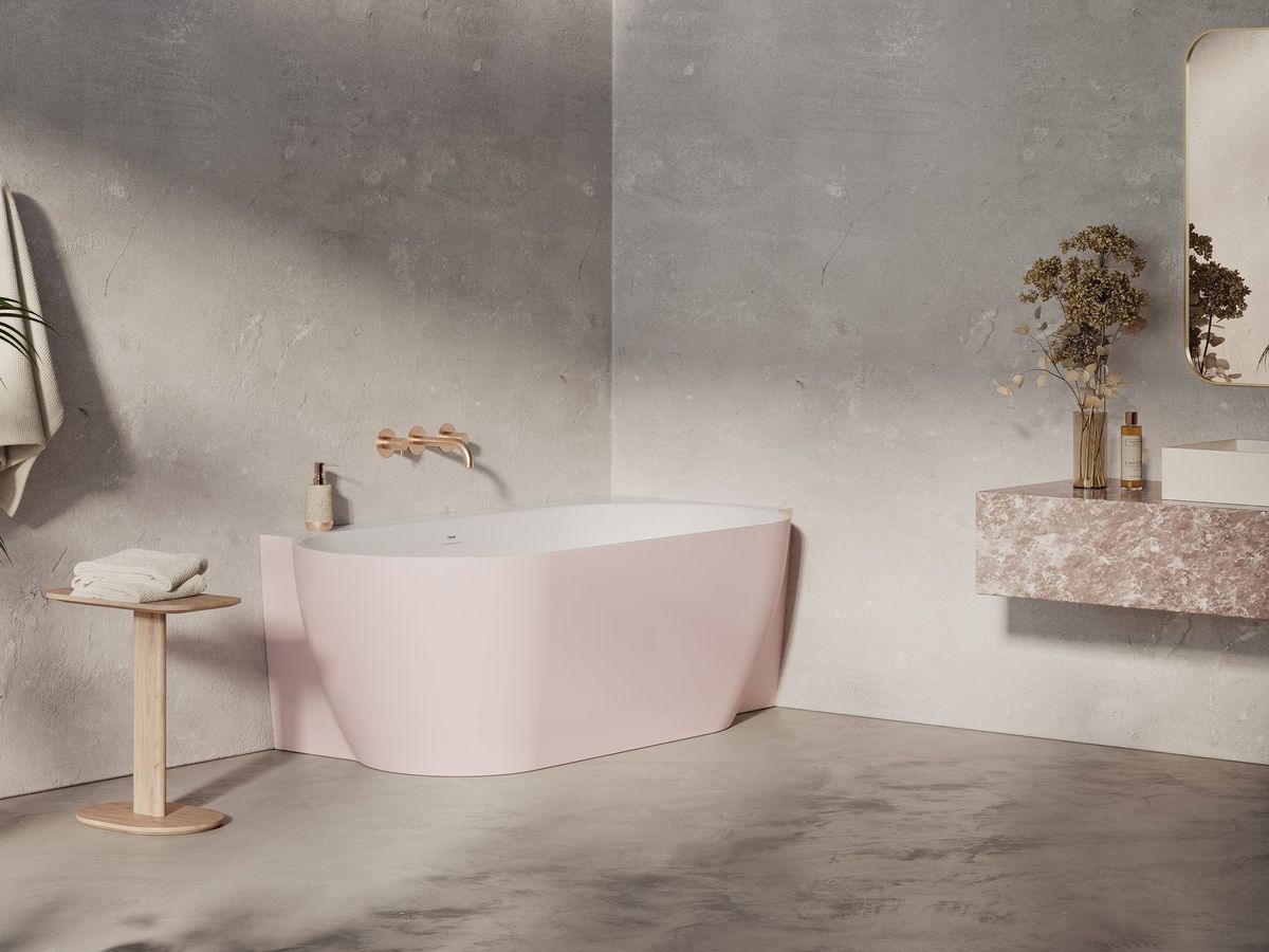 Vonia Ravak Freedom Corner II Tec Vonia Freedom Corner II Tec 175x86 D, laisvai pastatoma, Alabaster Pink/balta, sifono dangtelis baltos spalvos CC81600000