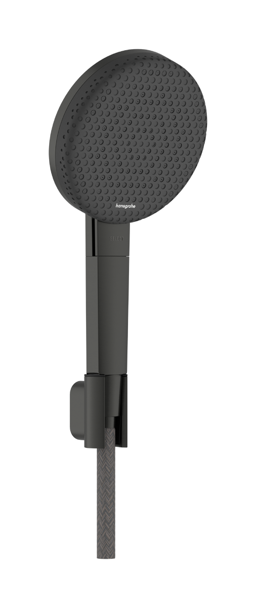 Hansgrohe dušo kpmplektas Raindance Alive Select S su laikikliu ir dušo žarnele Designflex 160cm. Brushed black chrome, 24611340