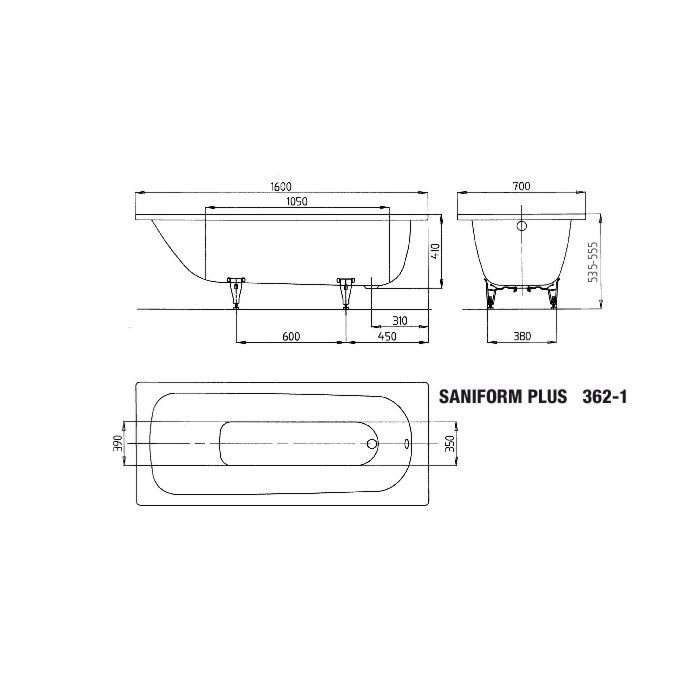 Plieninė vonia Kaldewei Saniform Plus 160x70 cm, balta