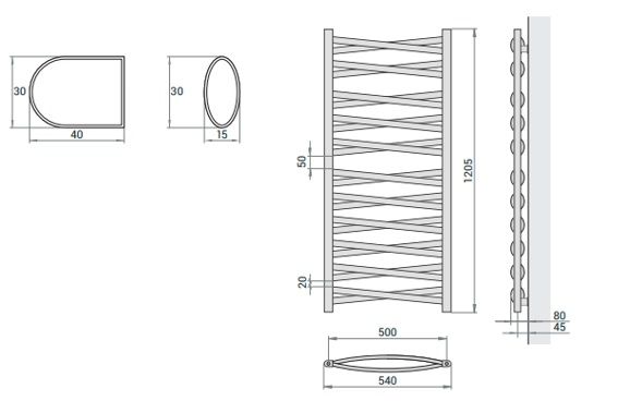 Rankšluosčių džiovintuvas Regnis Lezka 3DX 54x120,5 cm, balta Rankšluosčių džiovintuvas Regnis Lezka 3DX 54x120,5 cm, balta