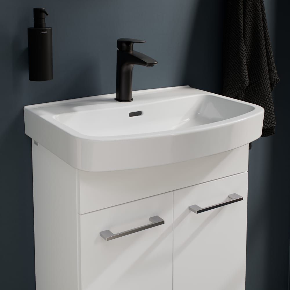 Vonios spintelė su praustuvu LAUFEN KOMPAS 56 cm, balta, H8631572201041 Vonios spintelė su praustuvu LAUFEN KOMPAS 56 cm, balta, H8631572201041