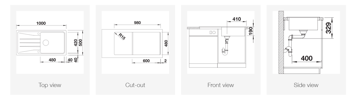 Silgranitinė plautuvė BLANCO SONA XL 6 S SILG PDUR Pilka O.AF