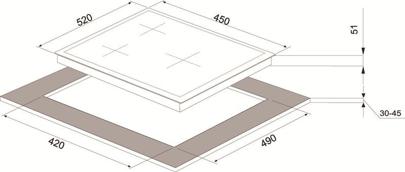 Schlosser 45 cm dujinė kaitlentė PGH452FFD , grūdintas stiklas padengtas ner. plienu