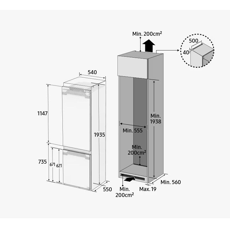 Įmontuojamas šaldytuvas Samsung BRB80F30ADF0EO Įmontuojamas šaldytuvas Samsung BRB80F30ADF0EO
