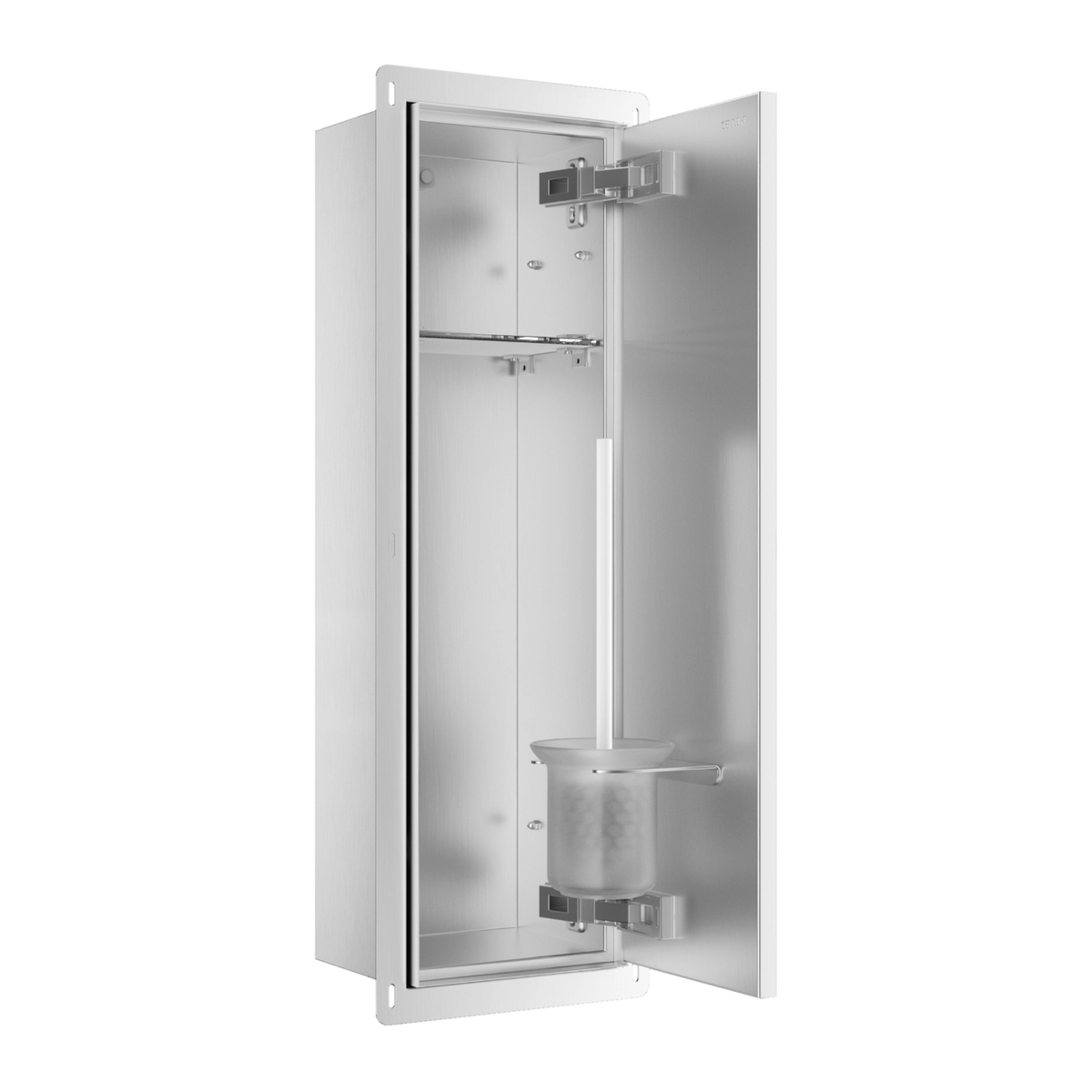 Potinkinė WC šepečio lentyna Balneo Wall Box Brush "L" Right - dešinės pusės, įklijuojamai plytelei, nerūdijantis plienas B0401060108-02