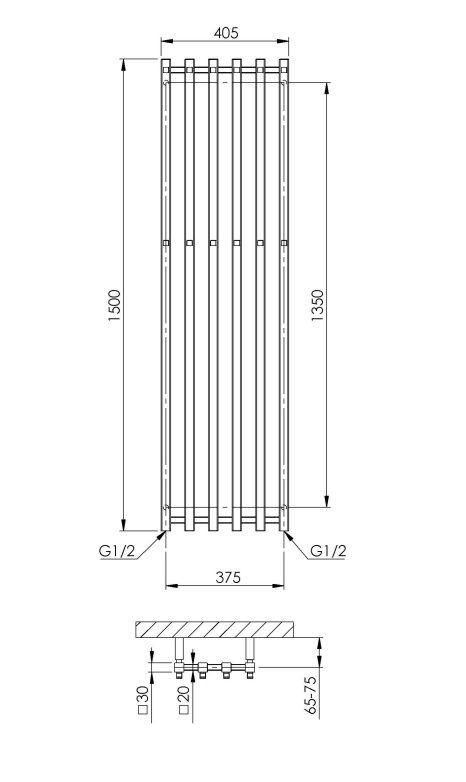 Rankšluosčių džiovintuvas PMH Pluto X 40,5x150 cm, chromas, P2C/6