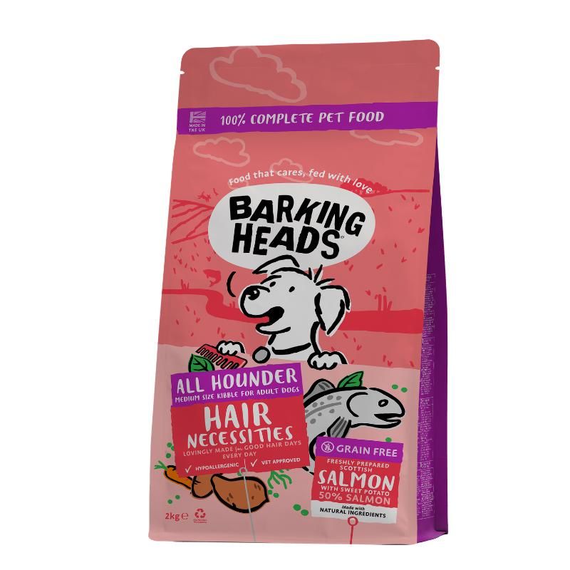BARKING HEADS Hair Necessities Salmon paš šun su lašiša 2kg (Geriausias iki 2025.07.31), E-BSL2