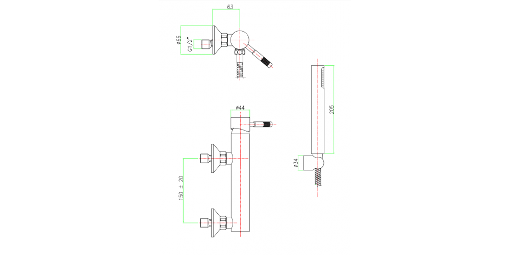 Maišytuvas dušui su dušo komplektu Fiore XENON, chromas