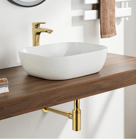 Sifonas praustuvui Balneo žalvarinis apvalus, aukso sp., E0201030110-1 Sifonas praustuvui Balneo žalvarinis apvalus, aukso sp., E0201030110-1