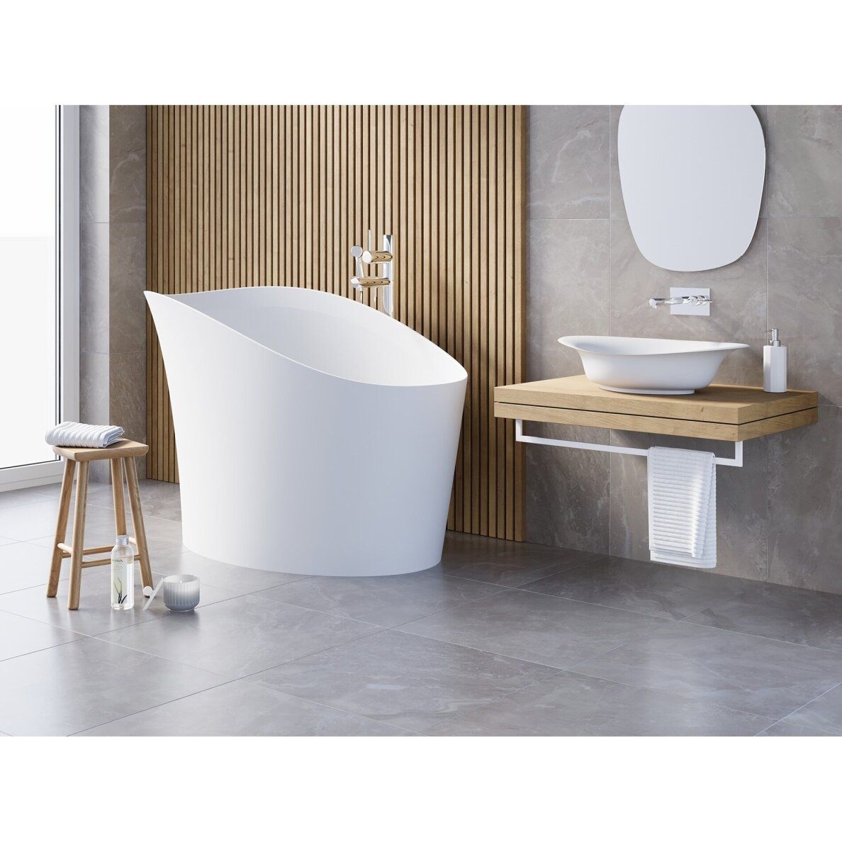 Lieto akmens vonia Bathesa Yuki 1398x850x640/935 mm