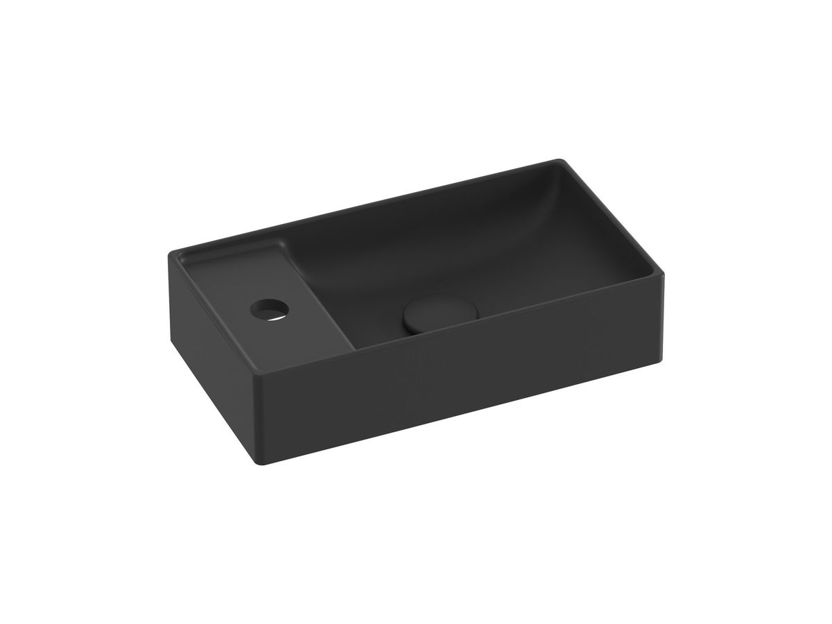 Praustuvas Ravak Veda Slim 40 Mini, su skyle maišytuvui, matinės juodos, XJX0D240000