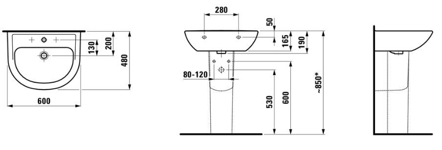 Praustuvas Laufen PRO 60cm, H8109520001041 Praustuvas Laufen PRO 60cm, H8109520001041