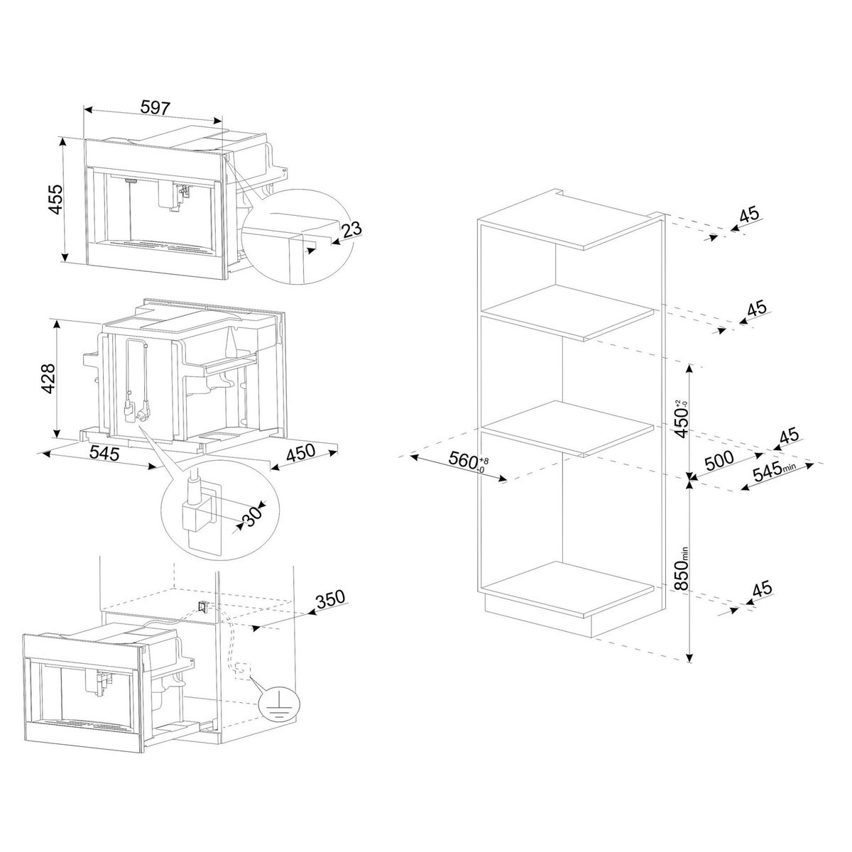 Įmontuojamas kavos aparatas Smeg CMS4104S