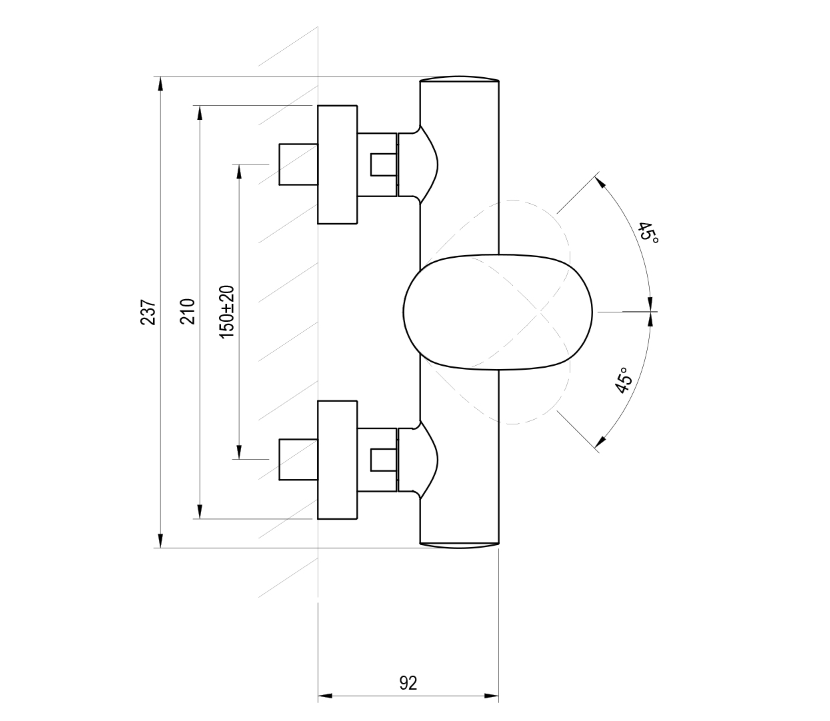 Sieninis dušo maišytuvas Ravak Spring SG, juodas matinis X070549 Sieninis dušo maišytuvas Ravak Spring SG, juodas matinis X070549