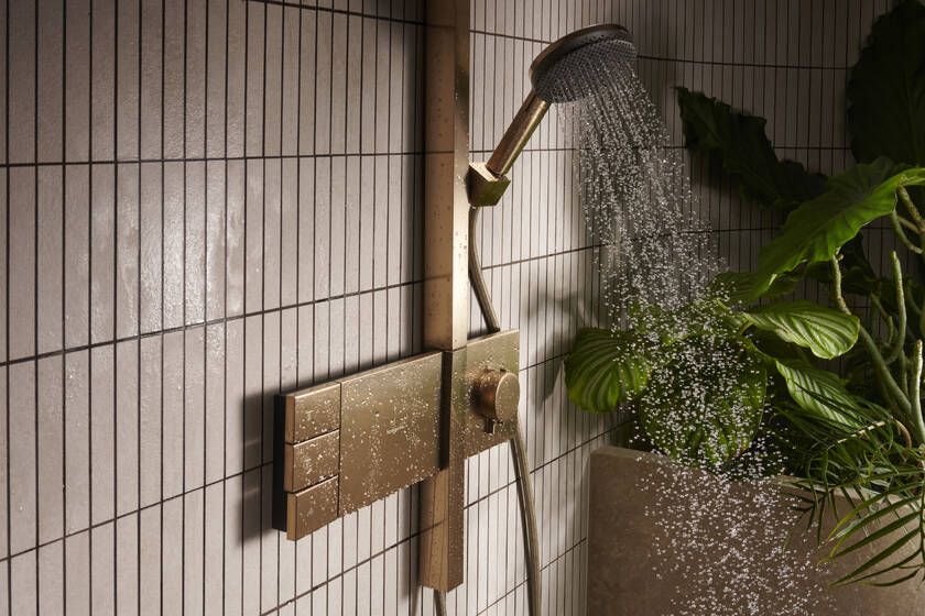 Dušo sistema HANSGROHE Raindance Alive Q su termostatu, šlifuotos bronzos, 24590140 Dušo sistema HANSGROHE Raindance Alive Q su termostatu, šlifuotos bronzos, 24590140