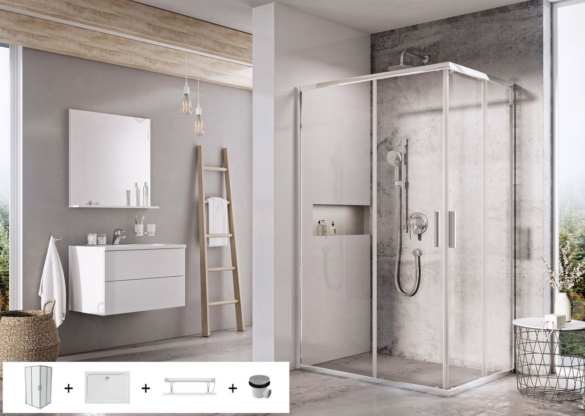 Dušo kabinos komplektas Ravak SET 18L - BLSRV2K+BLSRV2K 80x120, blizgi+stiklas Transparent Dušo kabinos komplektas Ravak SET 18L - BLSRV2K+BLSRV2K 80x120, blizgi+stiklas Transparent