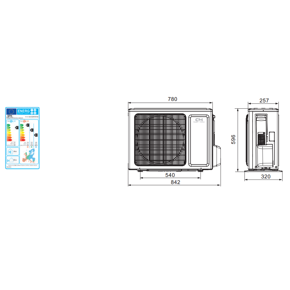 Kondicionierius-šilumos siurblys HC VITAL CH-S12FTXF-NG, Šaldymui 3,2 KW/ Šildymui 3,4 KW