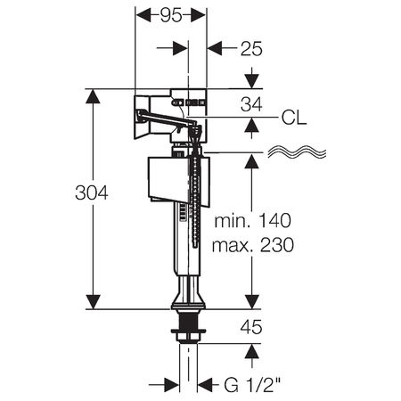 Vandens pripildymo mechanizmas Geberit ImpulsBasic340 1/2“