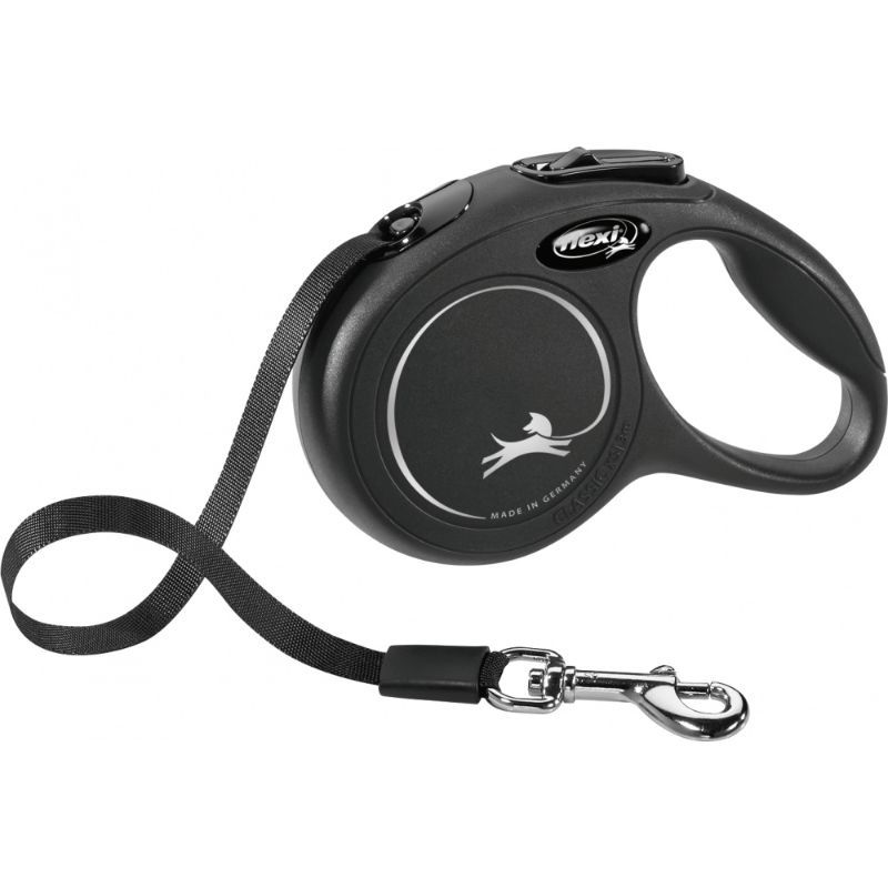 FLEXI New Classic Tape juodas pavadėlis M-5m iki 25kg, C5055580